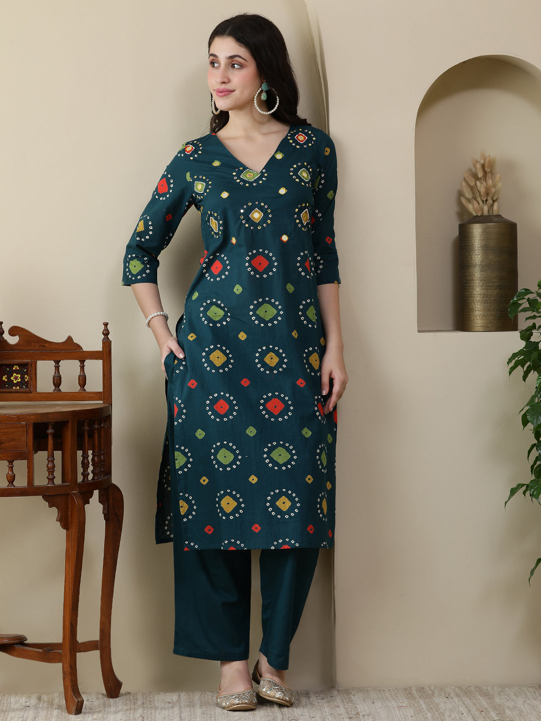 Straight Pure Cotton Printed Kurta Set With Dupatta