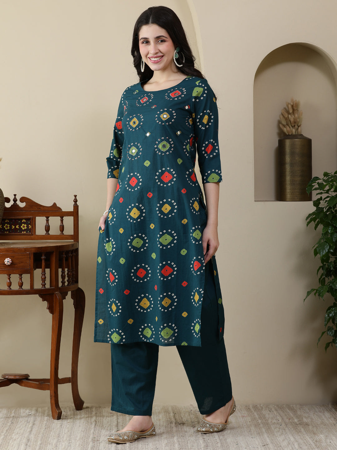 Straight Pure Cotton Printed Kurta Set With Dupatta
