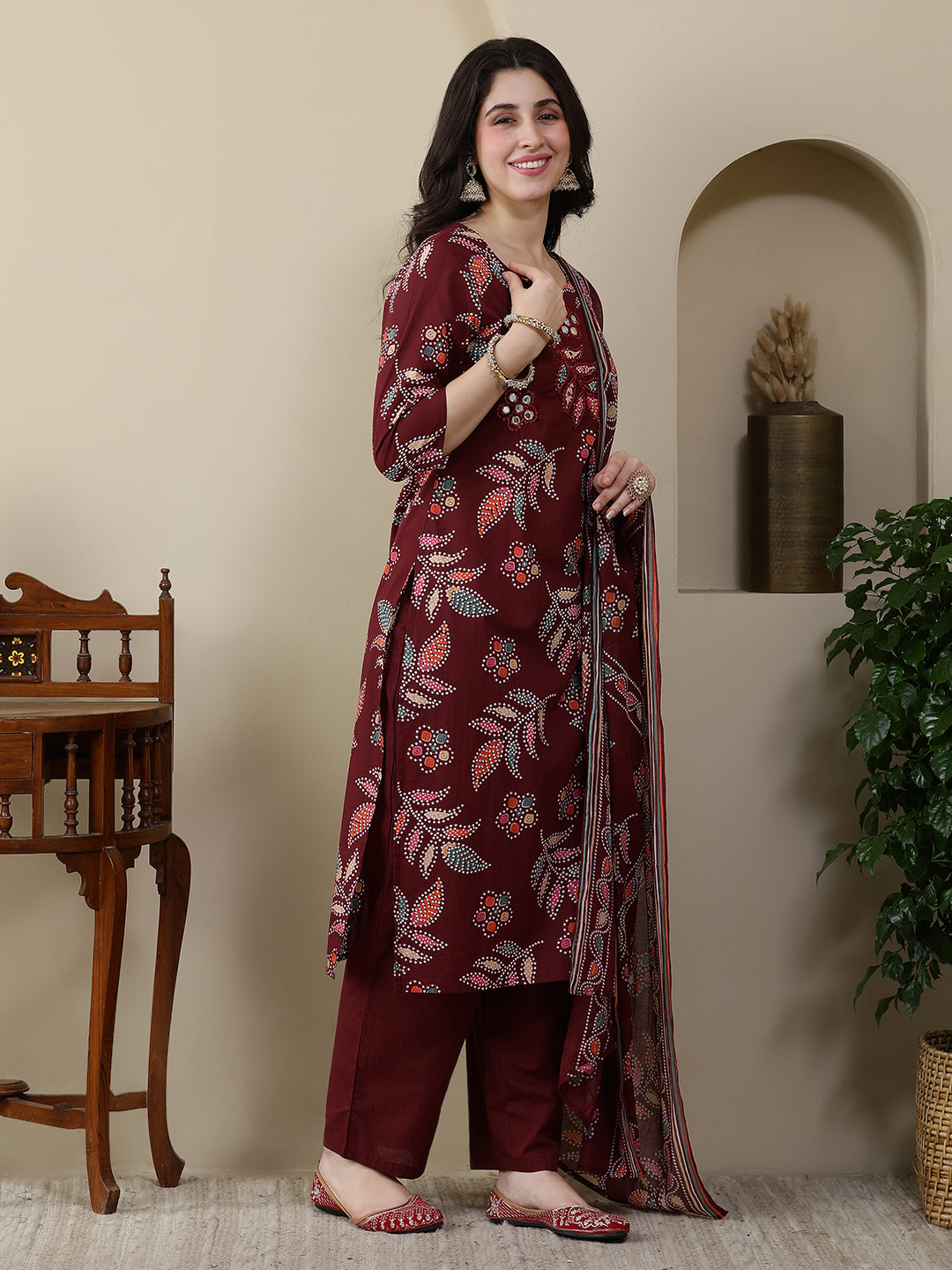 Straight Pure Cotton Printed Kurta Set With Dupatta