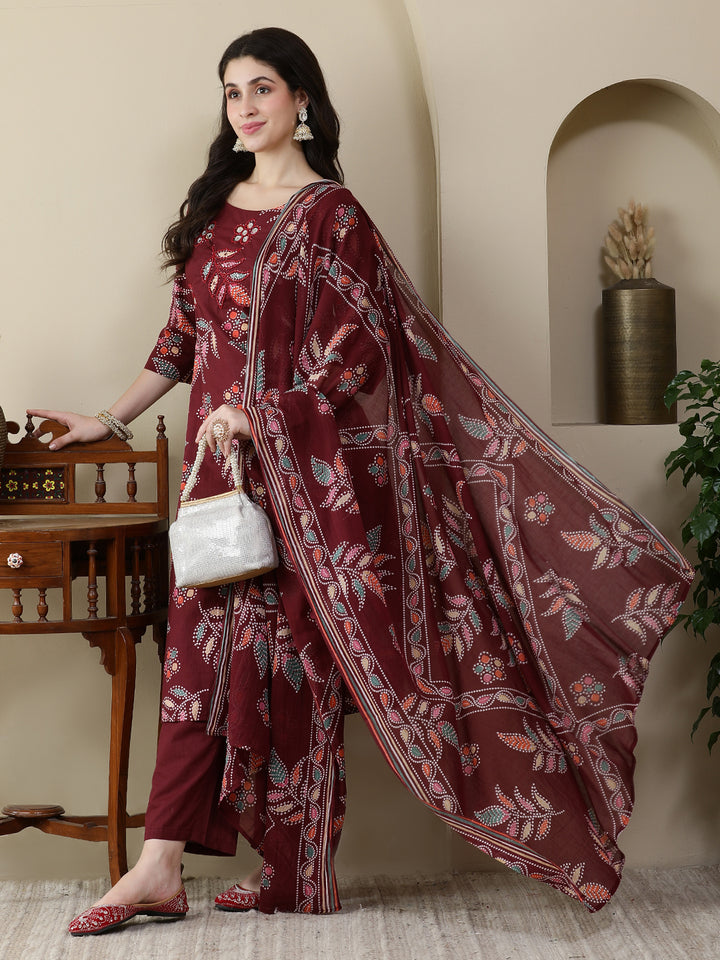 Straight Pure Cotton Printed Kurta Set With Dupatta