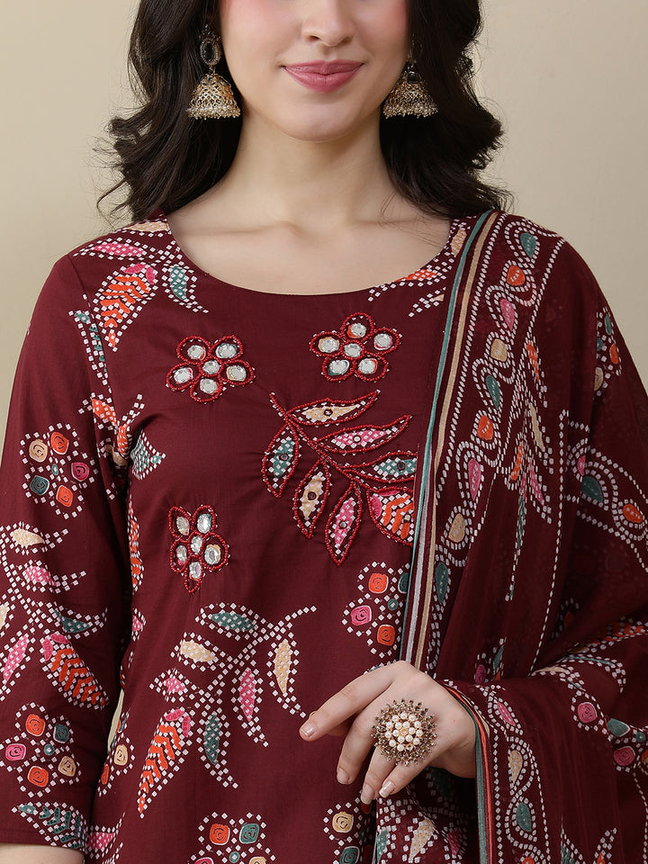 Straight Pure Cotton Printed Kurta Set With Dupatta