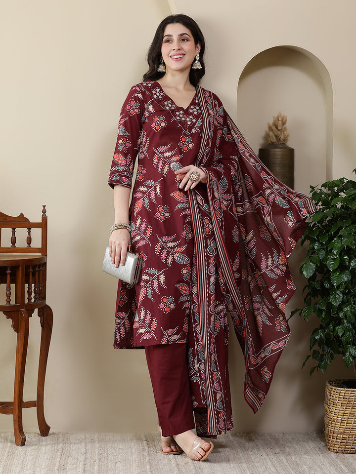 Straight Pure Cotton Printed Kurta Set With Dupatta