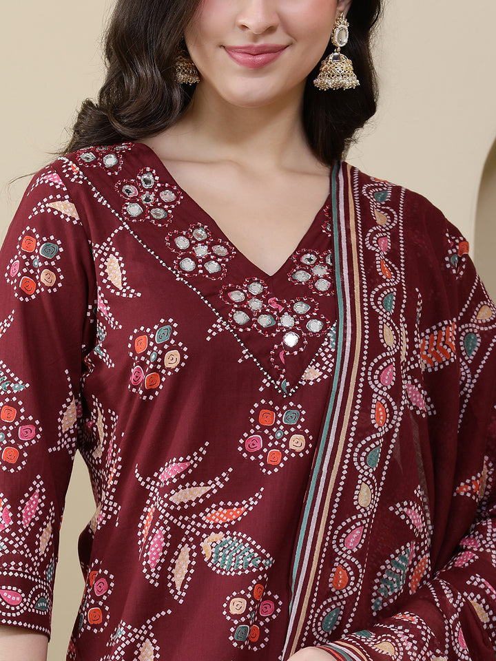 Straight Pure Cotton Printed Kurta Set With Dupatta