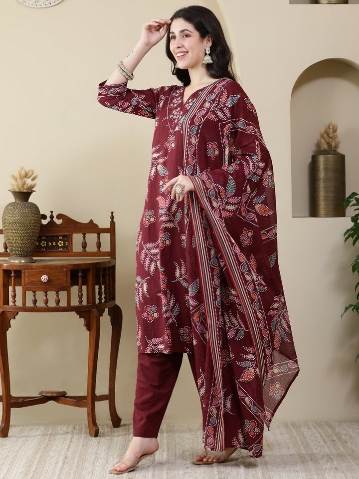 Straight Pure Cotton Printed Kurta Set With Dupatta