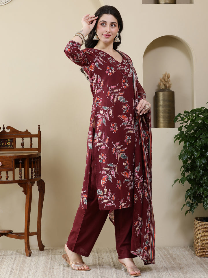 Straight Pure Cotton Printed Kurta Set With Dupatta