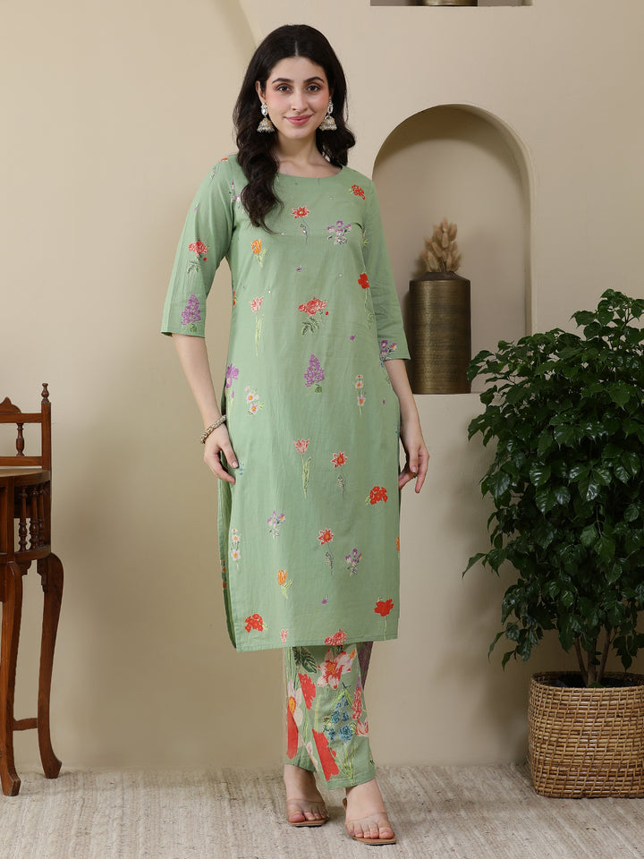 Straight Pure Cotton Printed Kurta Set With Dupatta