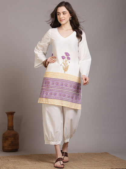 Straight Pure Cotton Printed Kurta Set