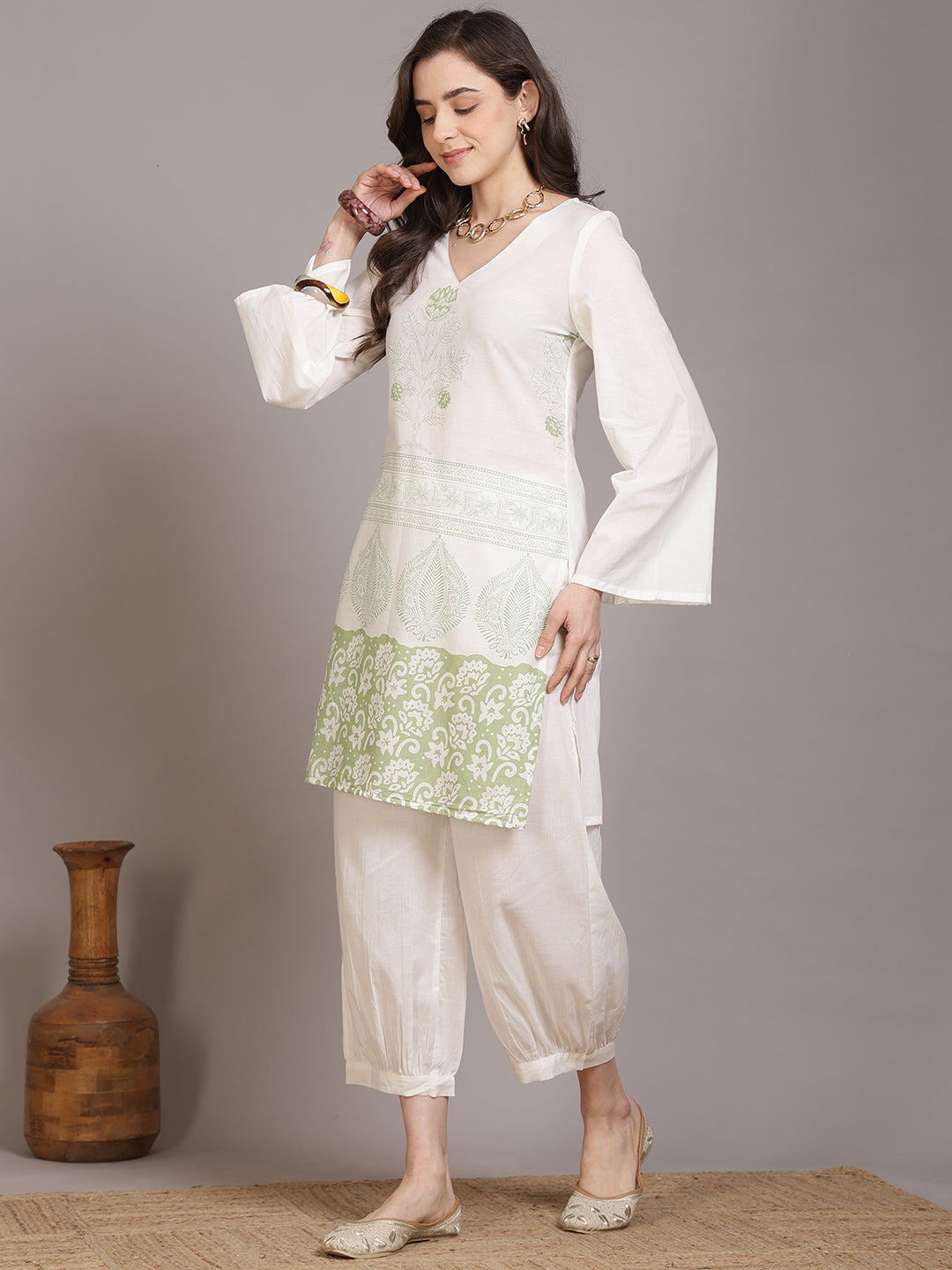 Straight Pure Cotton Printed Kurta Set