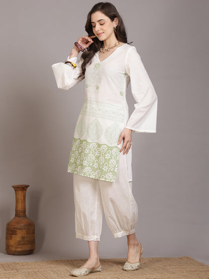 Straight Pure Cotton Printed Kurta Set