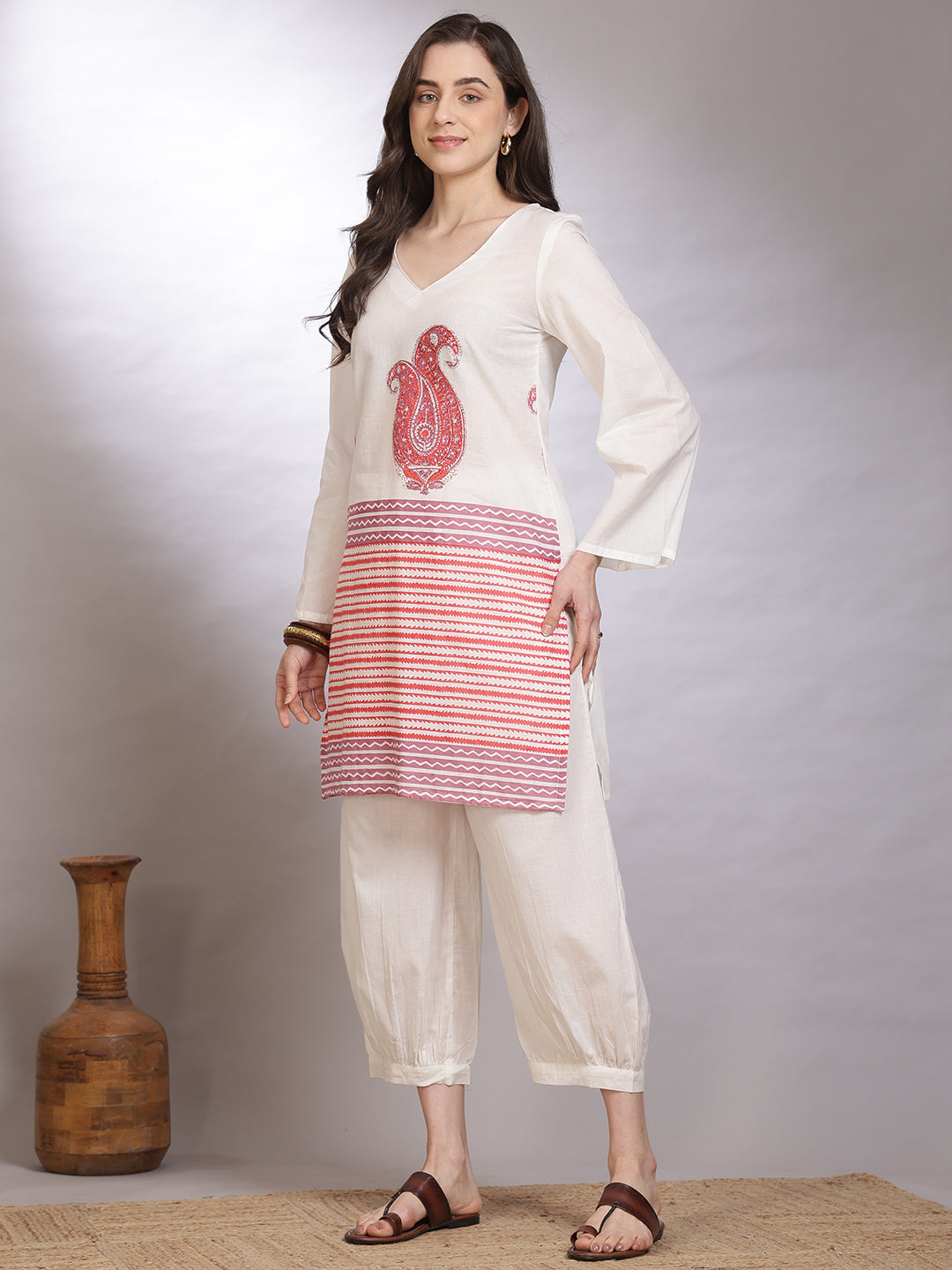 Straight Pure Cotton Printed Kurta Set