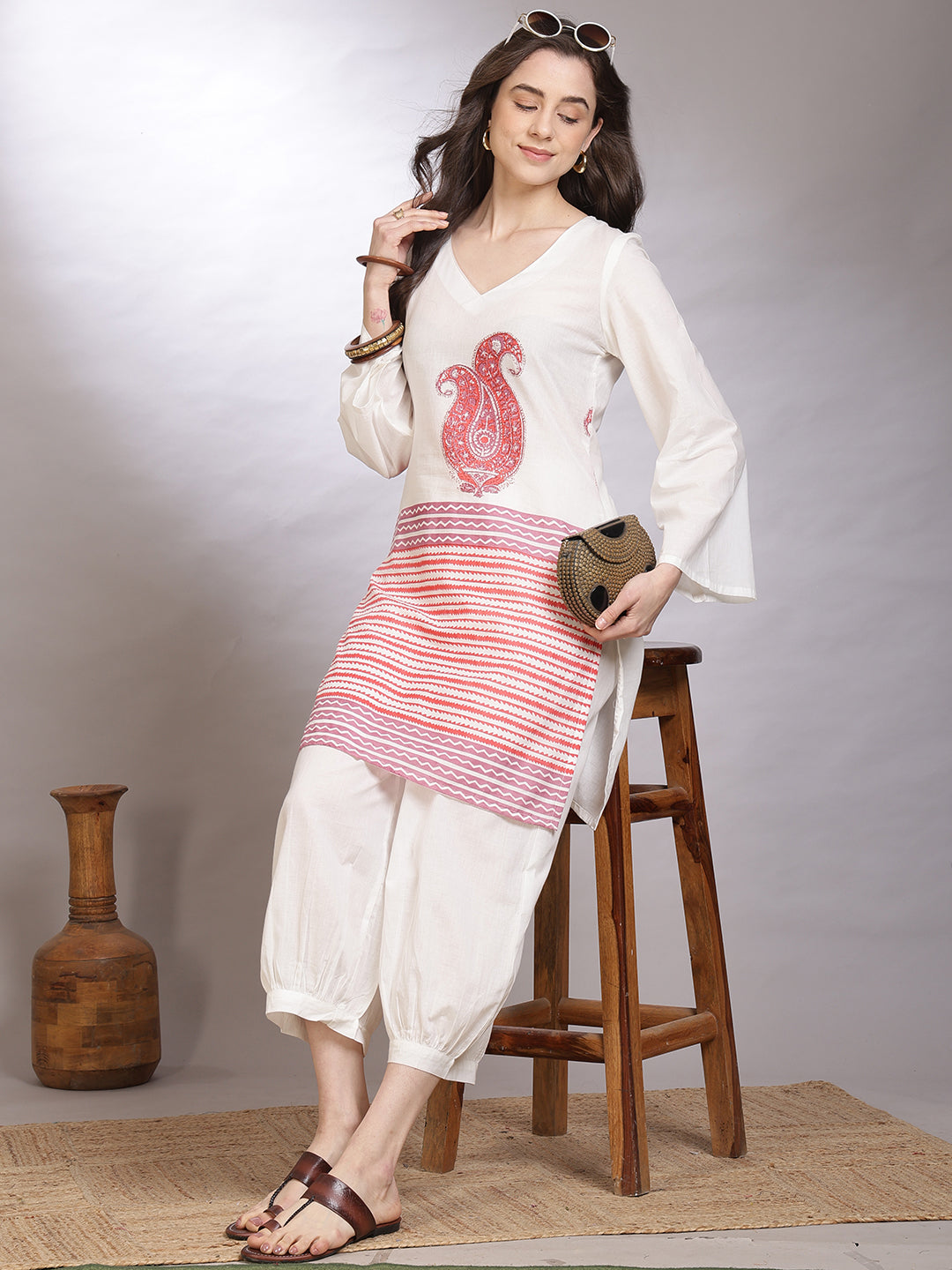 Straight Pure Cotton Printed Kurta Set
