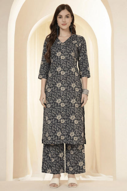 Straight Pure Cotton Printed Kurta Set
