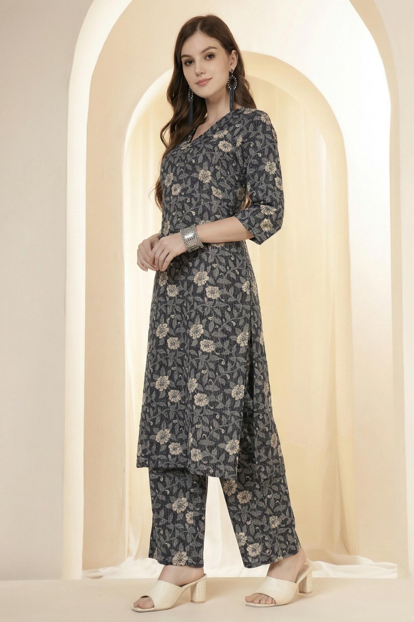 Straight Pure Cotton Printed Kurta Set