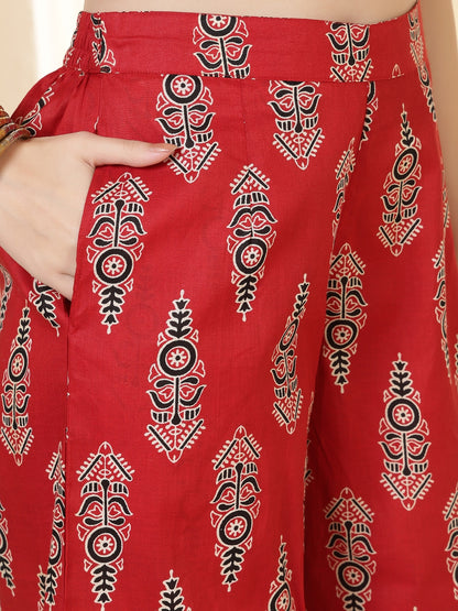 Straight Pure Cotton Printed Kurta Set