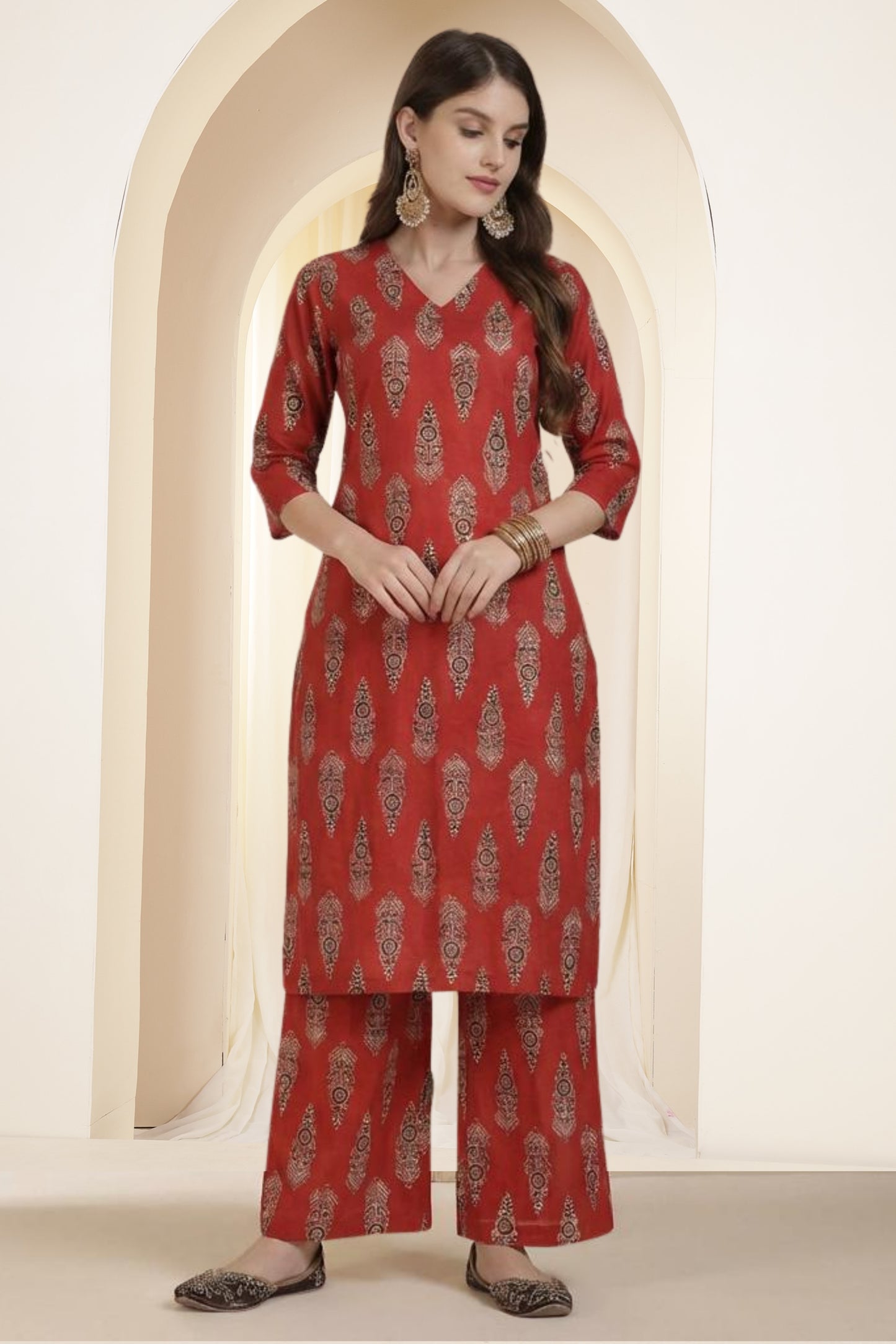 Straight Pure Cotton Printed Kurta Set