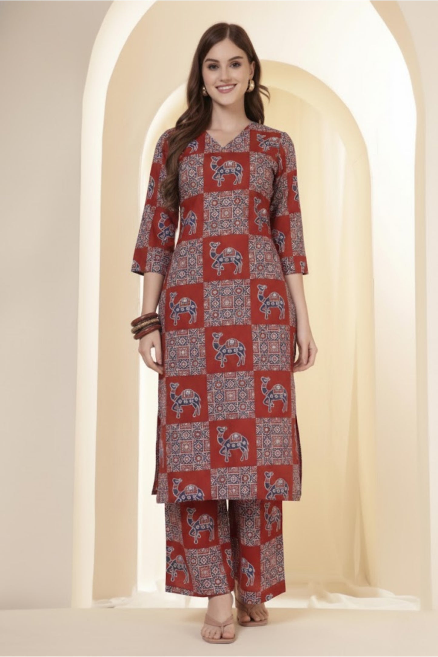 Straight Pure Cotton Printed Kurta Set