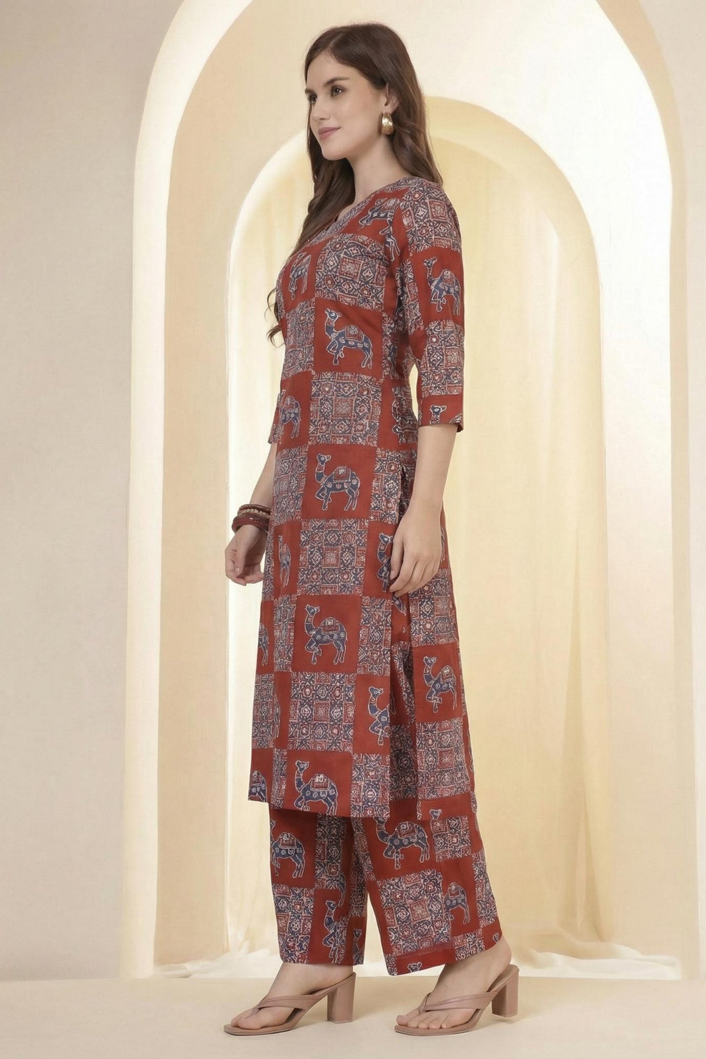 Straight Pure Cotton Printed Kurta Set