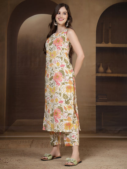 Straight Pure Cotton Printed Kurta Set