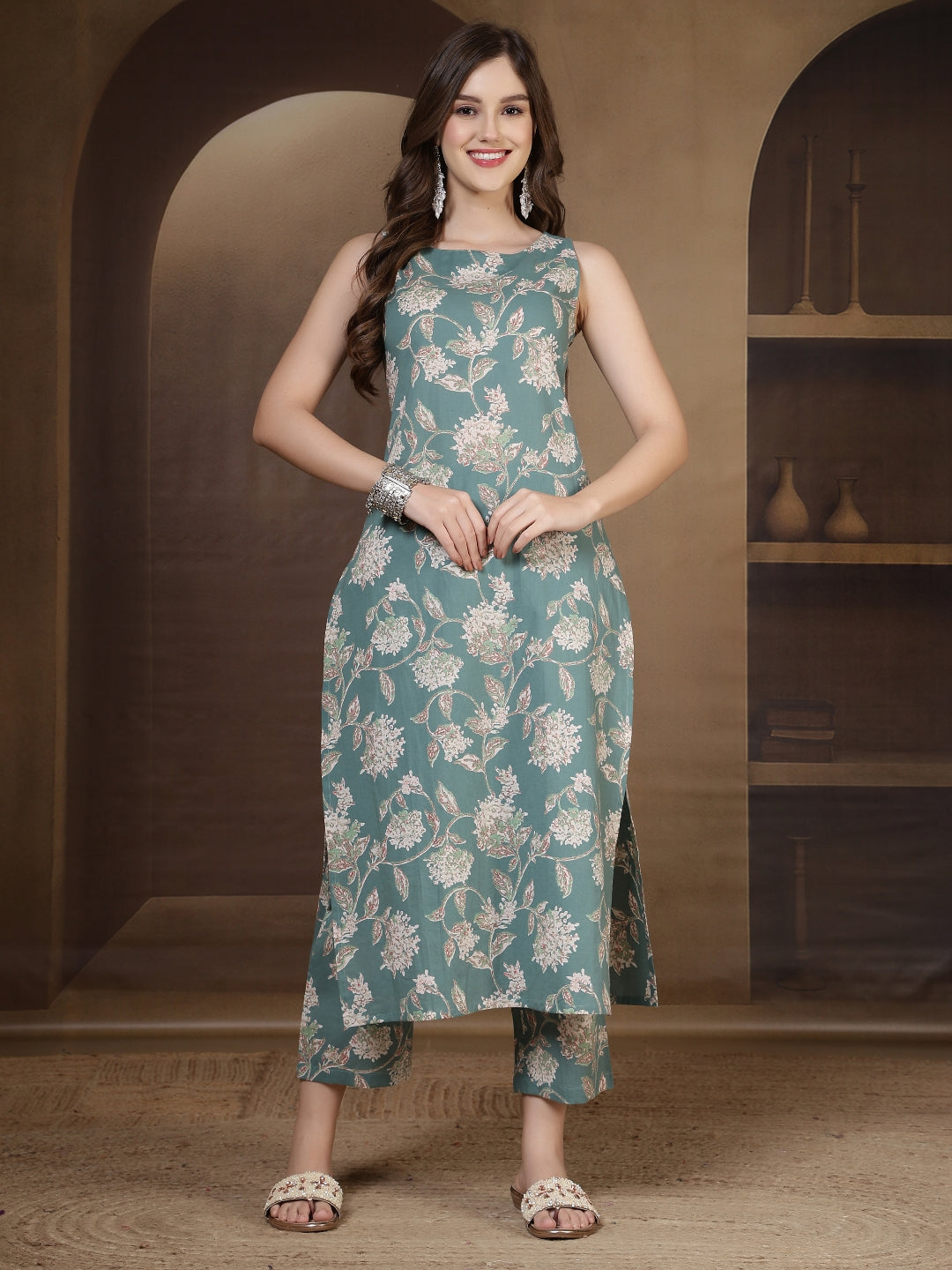 Straight Pure Cotton Printed Kurta Set