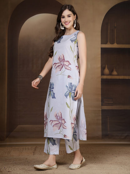 Straight Pure Cotton Printed Kurta Set