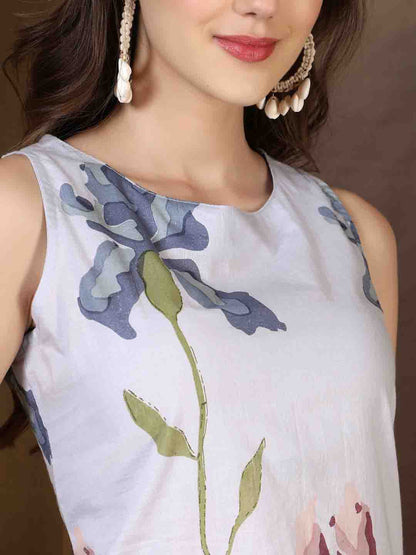 Straight Pure Cotton Printed Kurta Set