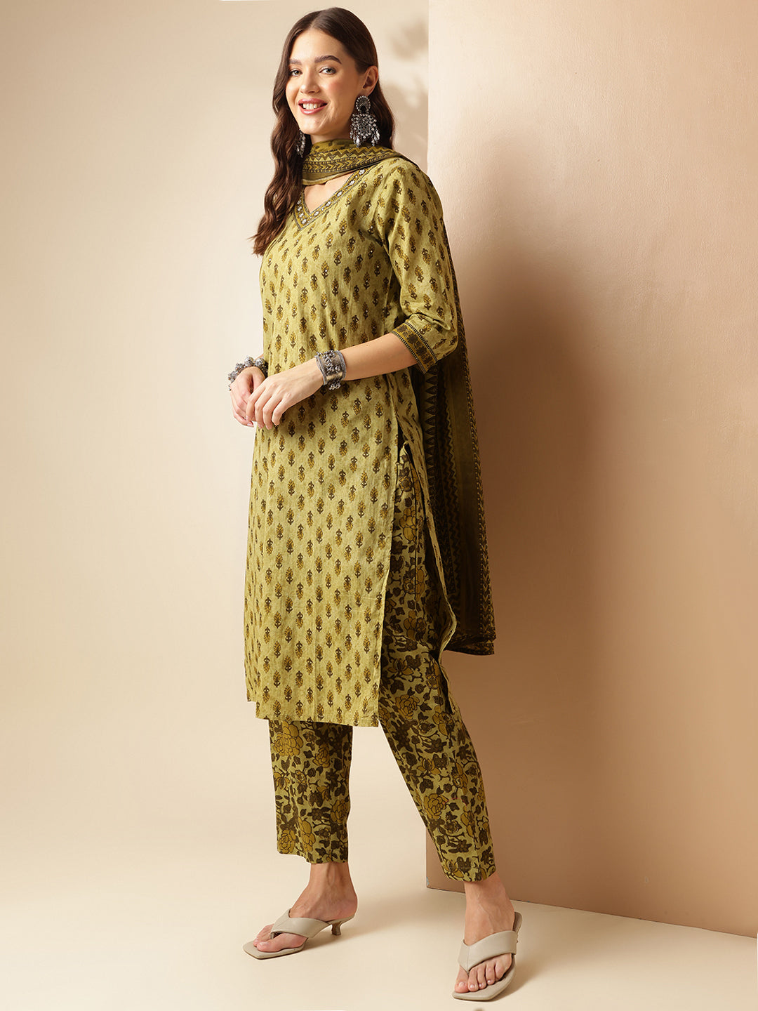 Pure Cotton Printed Straight Kurta Set With Dupatta