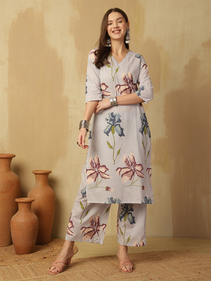 Pure Cotton Printed Straight Kurta Set