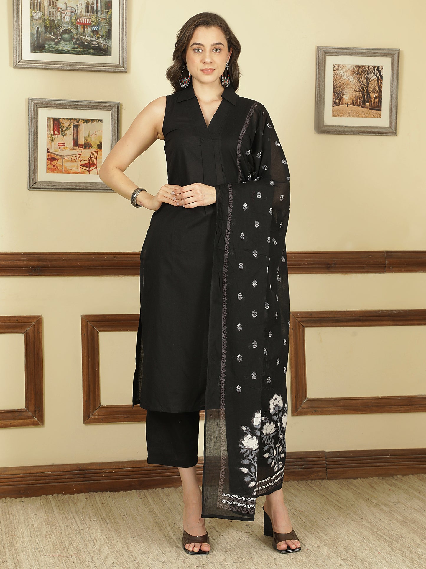 Straight Pure Cotton Dyed Kurta Set With Dupatta