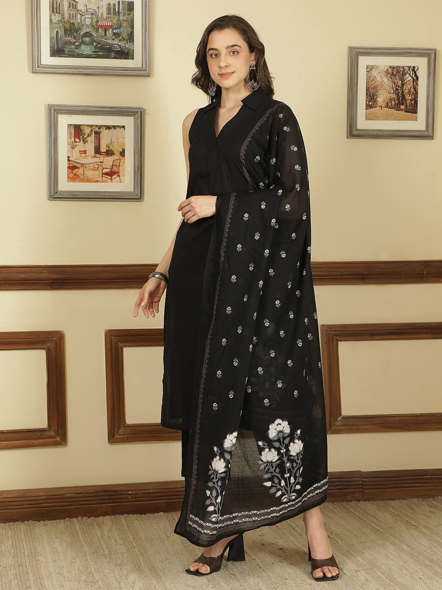 Straight Pure Cotton Dyed Kurta Set With Dupatta