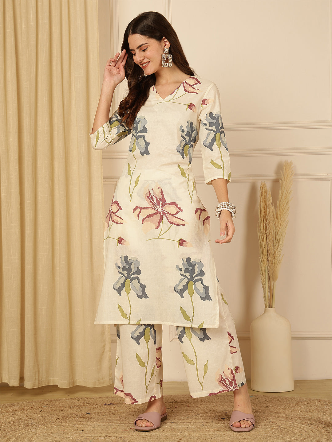 Pure Cotton Printed Straight Kurta Set