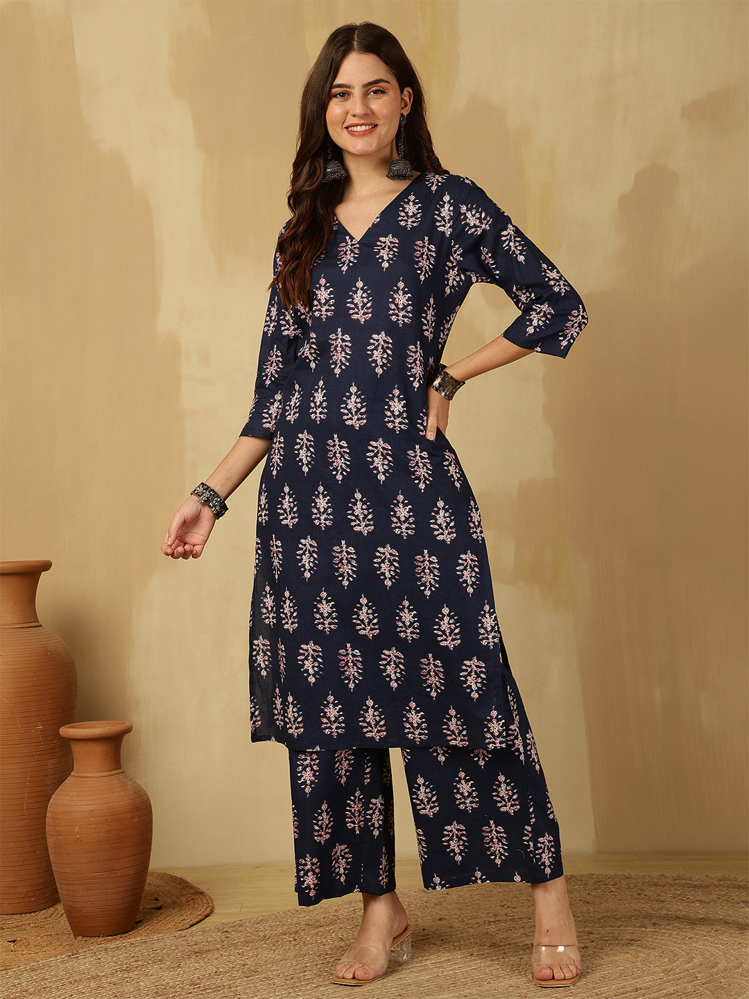 Pure Cotton Printed Straight Kurta Set