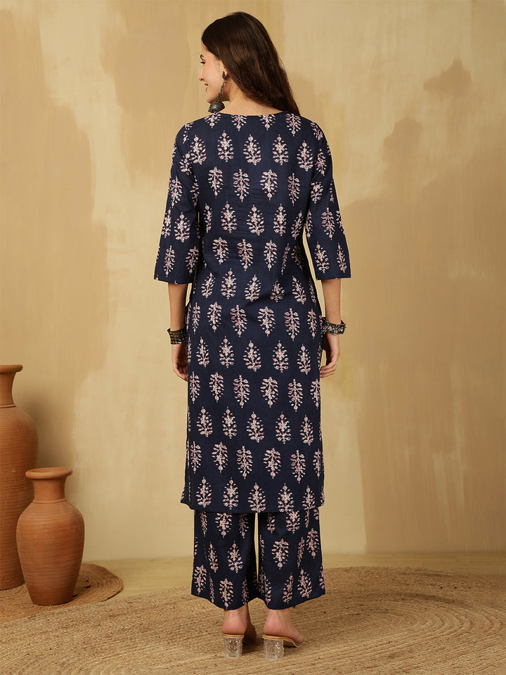 Pure Cotton Printed Straight Kurta Set