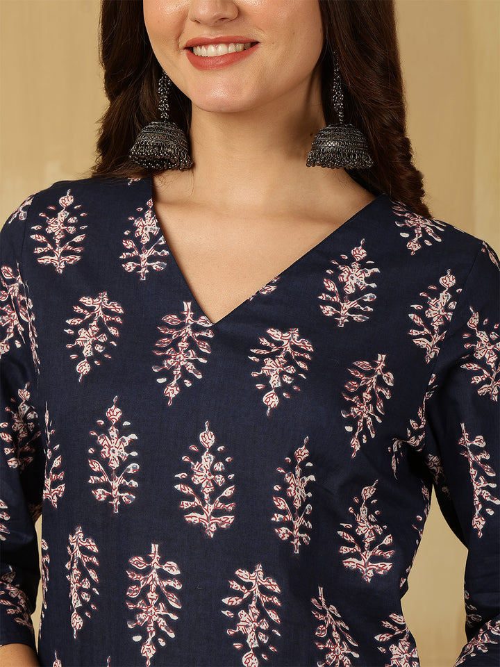 Pure Cotton Printed Straight Kurta Set