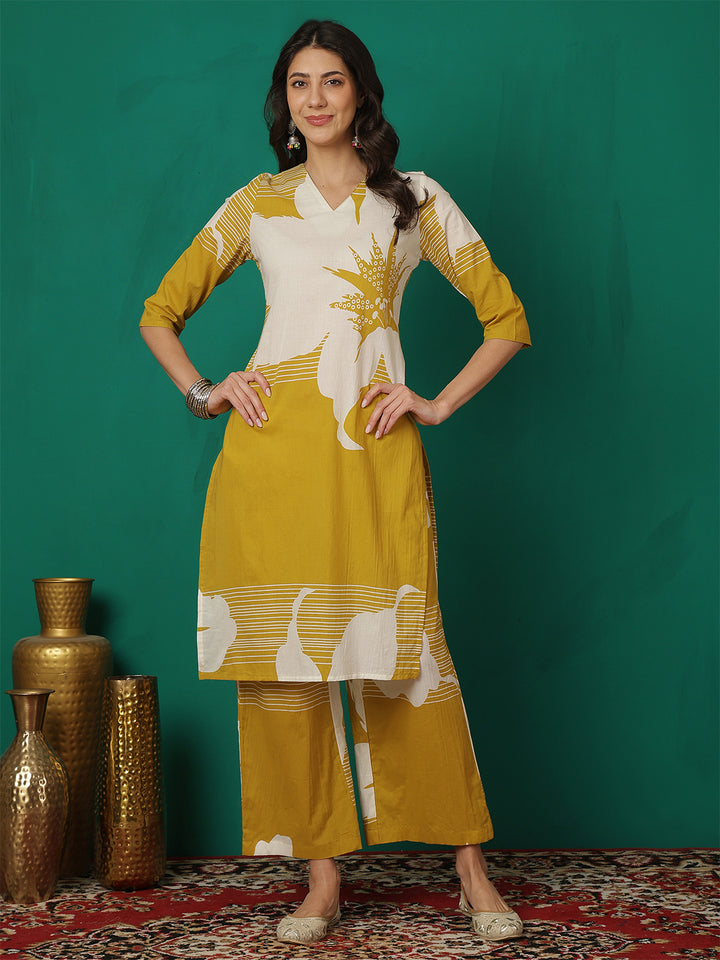 Pure Cotton Printed Straight Kurta Set