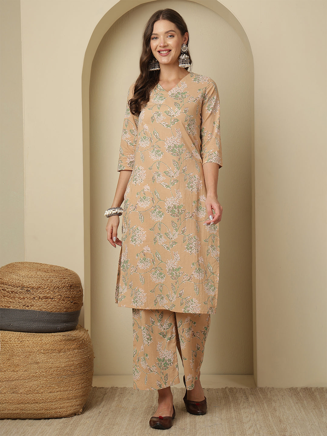 Pure Cotton Printed Straight Kurta Set