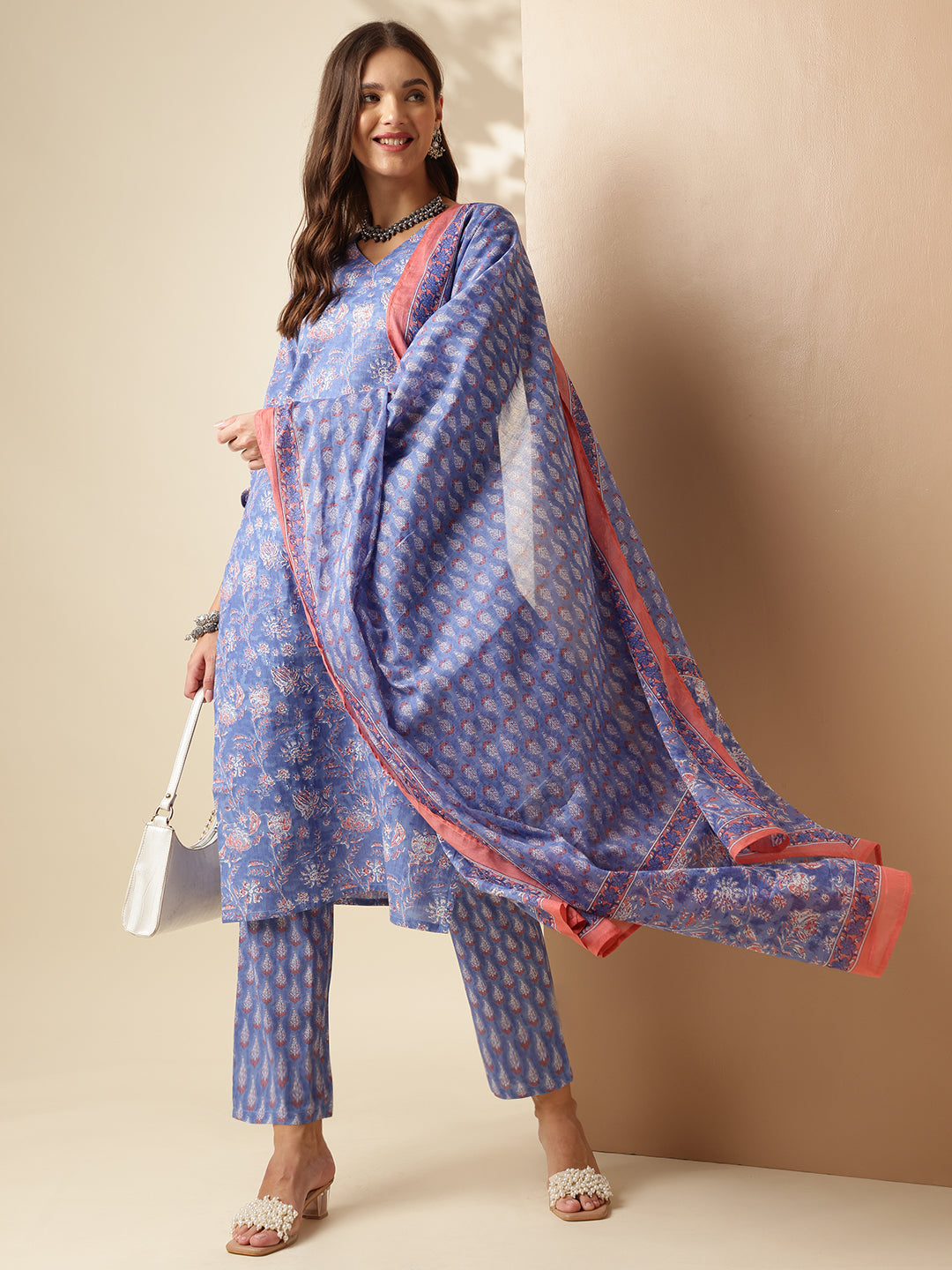 Pure Cotton Printed Straight Kurta Set With Dupatta
