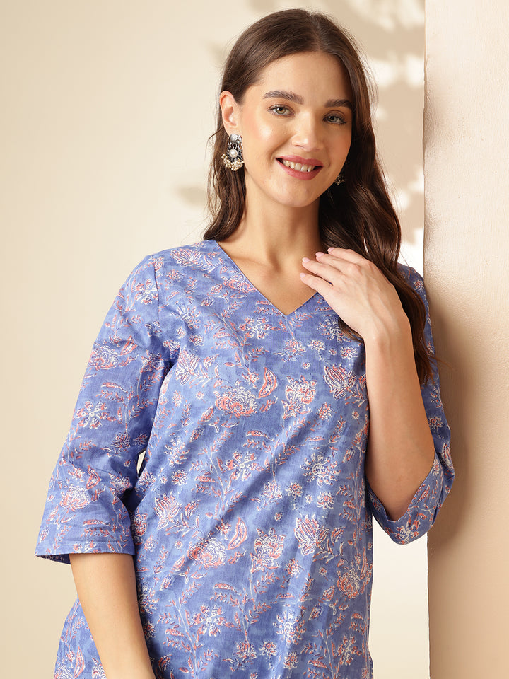 Pure Cotton Printed Straight Kurta Set With Dupatta