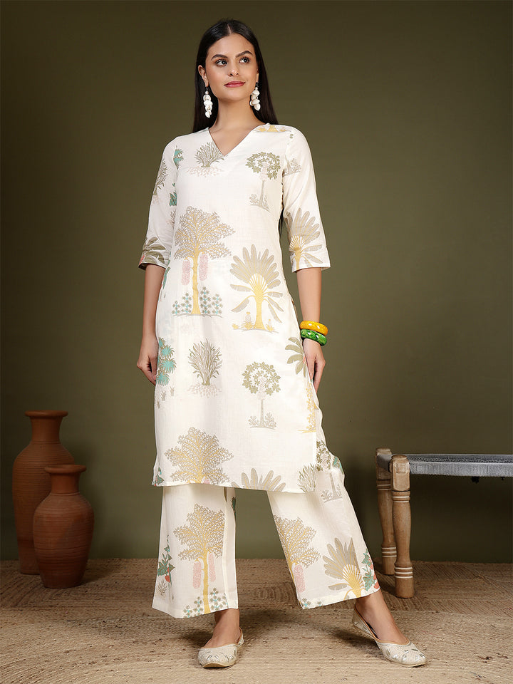 Pure Cotton Printed Straight Kurta Set