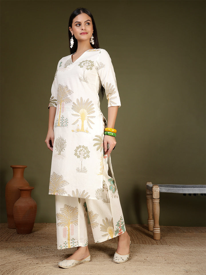 Pure Cotton Printed Straight Kurta Set