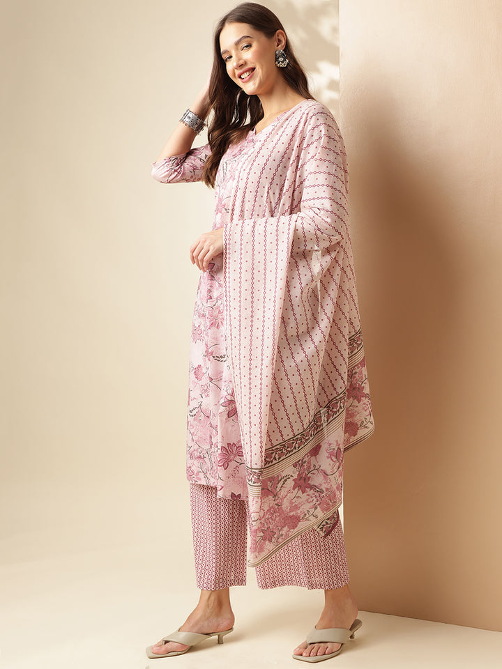 Pure Cotton Printed Straight Kurta Set With Dupatta