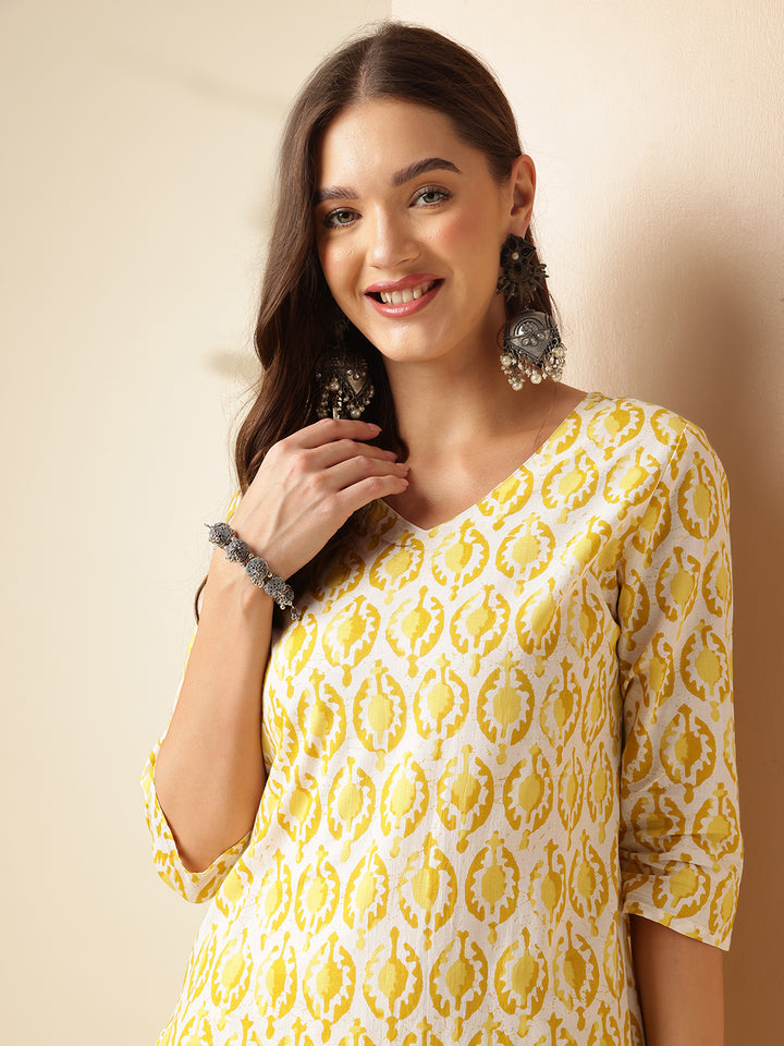 Pure Cotton Printed Straight Kurta Set With Dupatta