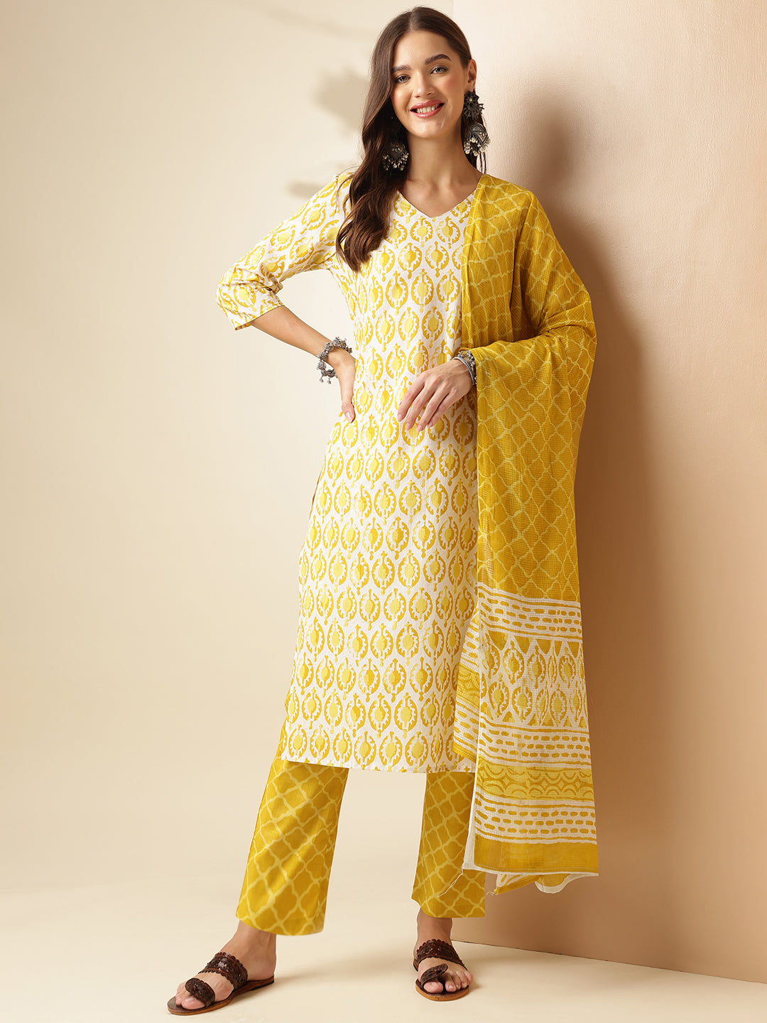 Pure Cotton Printed Straight Kurta Set With Dupatta