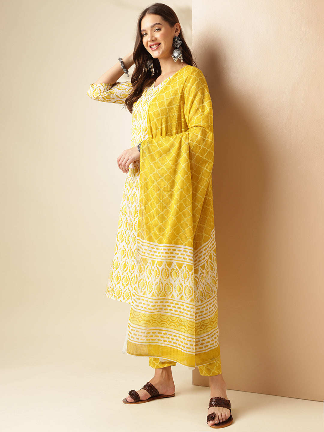 Pure Cotton Printed Straight Kurta Set With Dupatta