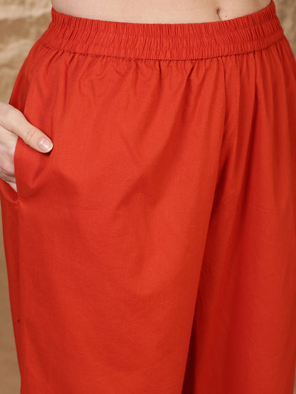 Straight Pure Cotton Dyed Kurta Set With Dupatta