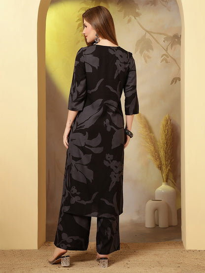 Straight Viscose Rayon Printed Kurta Set