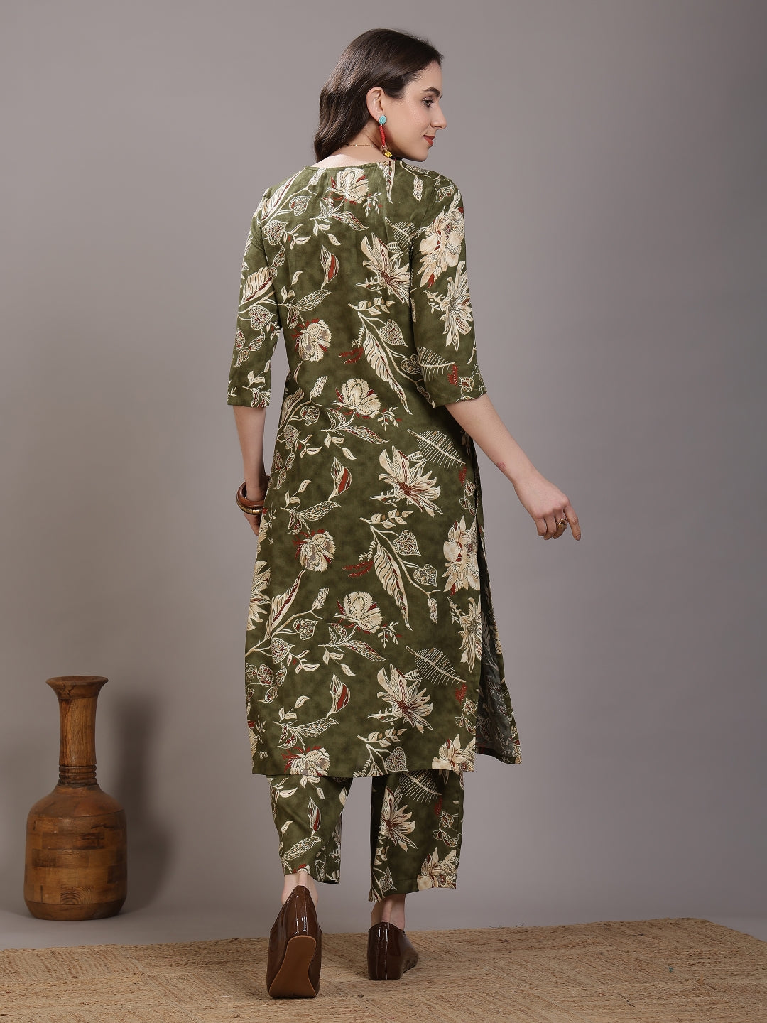 Straight Viscose Rayon Printed Kurta Set
