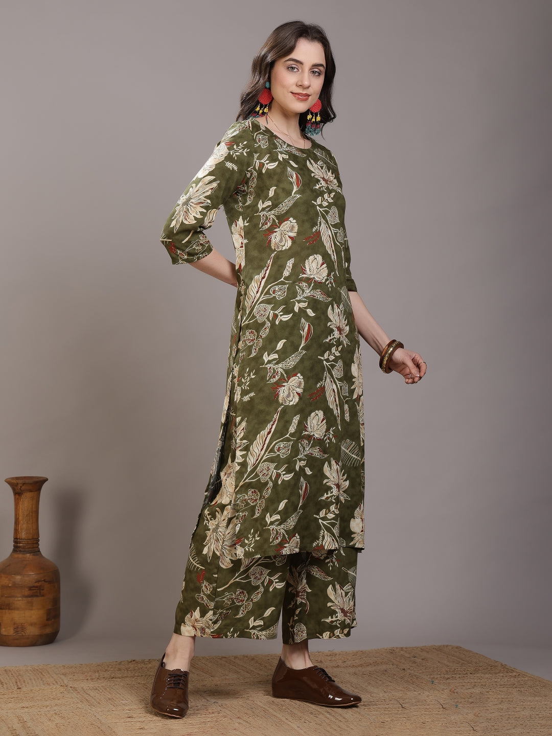 Straight Viscose Rayon Printed Kurta Set