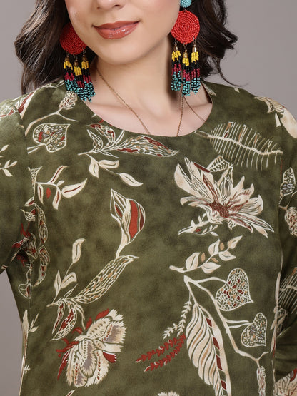 Straight Viscose Rayon Printed Kurta Set