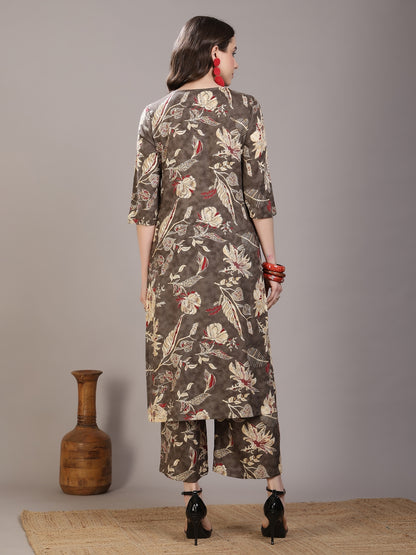 Straight Viscose Rayon Printed Kurta Set