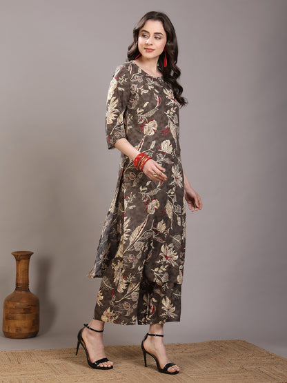 Straight Viscose Rayon Printed Kurta Set